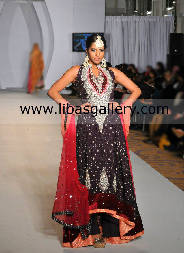 Designer Waseem Noor eye catching Outfits For Evening Parties At Pakistan fashion Week London UK Party Wear
