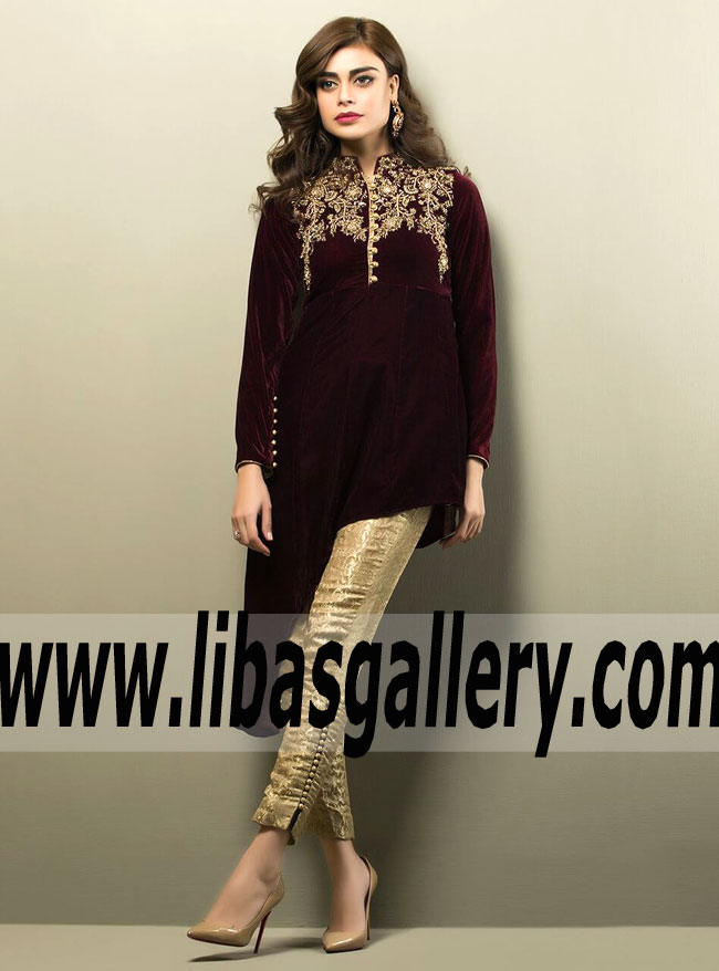 latest pakistani velvet dresses