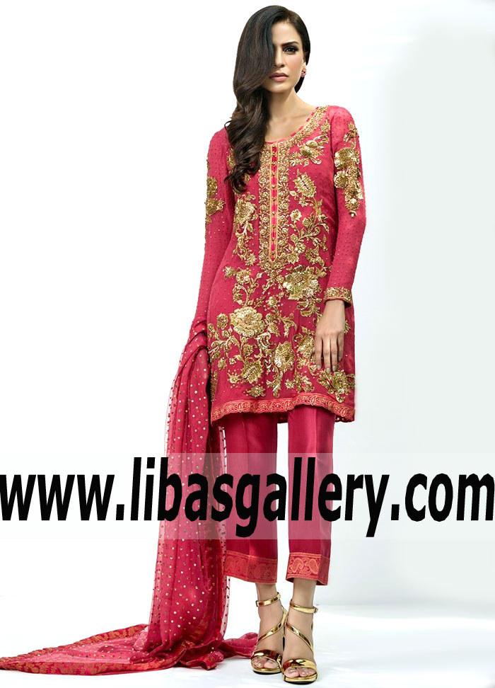 Latest Nomi Ansari Special Occasion Dresses 2018 Cerise Pink Party Dress London, Manchester, Birmingham Latest Nomi Ansari Special Occasion Dresses 2018 Cerise Pink Party Dress London, Manchester, Birmingham