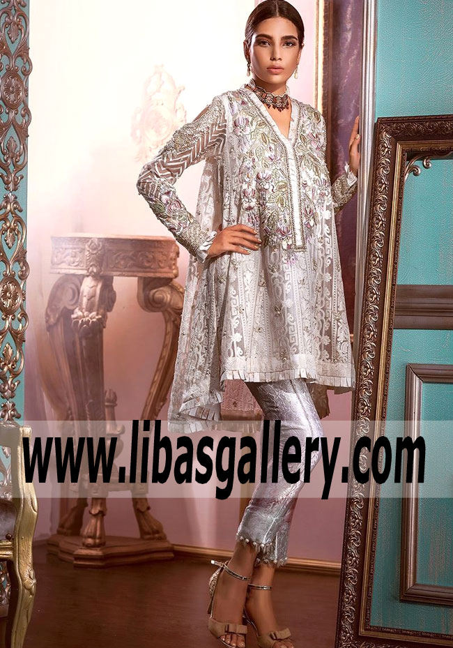 Asian Party Wear Designer Suits 2018 Annus Abrar Super Stunning White Peplum Toronto, Mississauga, Canada