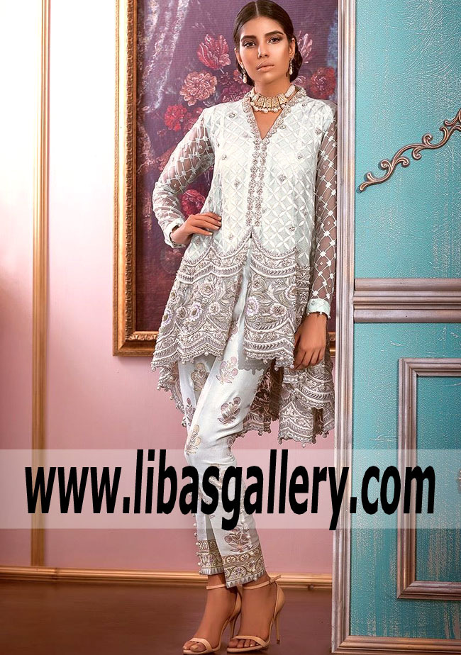 Pakistani Indian Party Wear Annus Abrar Romantic Powder Blue Anarkali Online California