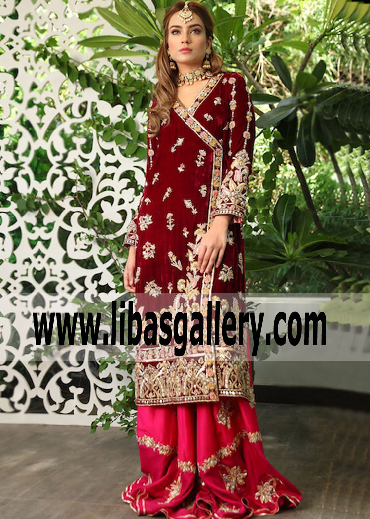 Asian Wedding Angrakha Dress for Beautiful Bride Rema and Shehrbano Wedding Angrakha Dresses Eaton Ohio US Angrakha Clothing