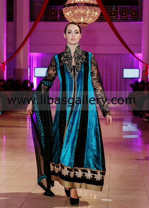Designer Elan Embroidered Evening Wear For Wedding Parties At International Bridal Wedding Fashion and Jewelry Week 2013 Online In USA, UK, Europe, Dubai