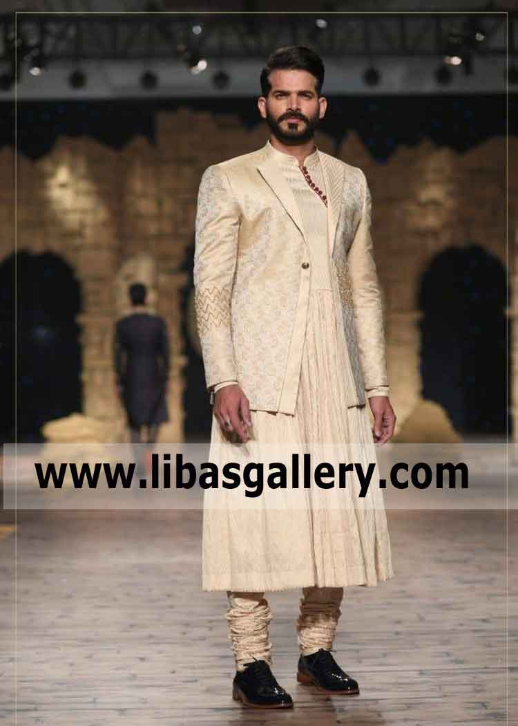 gold prince coat with anarkali style 
