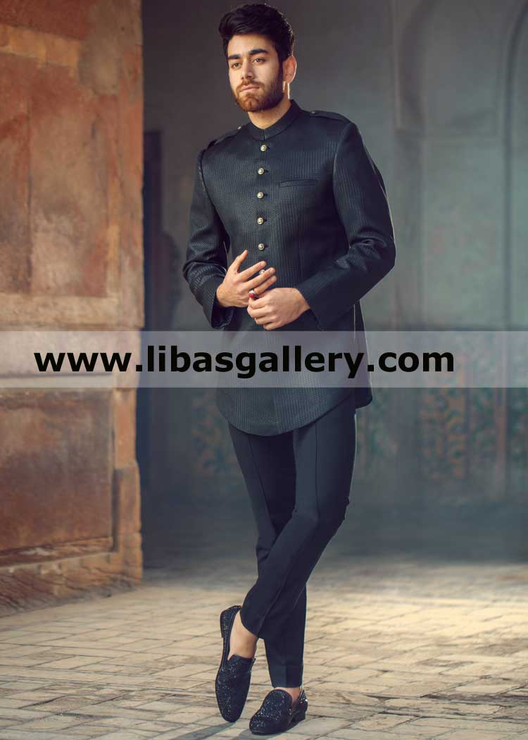 Military Style gents modern type black prince coat high quality fabric with new style pants Australia Azerbaijan Bahrain