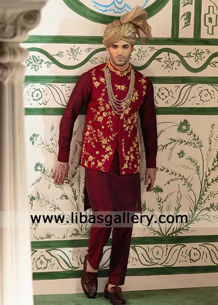 Buy Red and gold embroidered waistcoat Dubai UK Groom waistcoat Red silk gold embroidered waistcoat Classic Pakistani Men Waistcoat Buy Red and gold embroidered waistcoat Dubai UK Groom waistcoat Red silk gold embroidered waistcoat Classic Pakistani Men Waistcoat