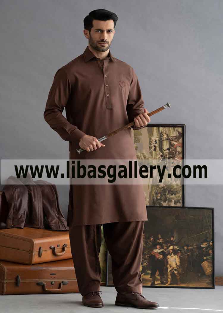 Brown light weight Men’s Kameez shalwar Design youth likes Pakistani Kameez Shalwar Suit Toronto Ottawa Canada
