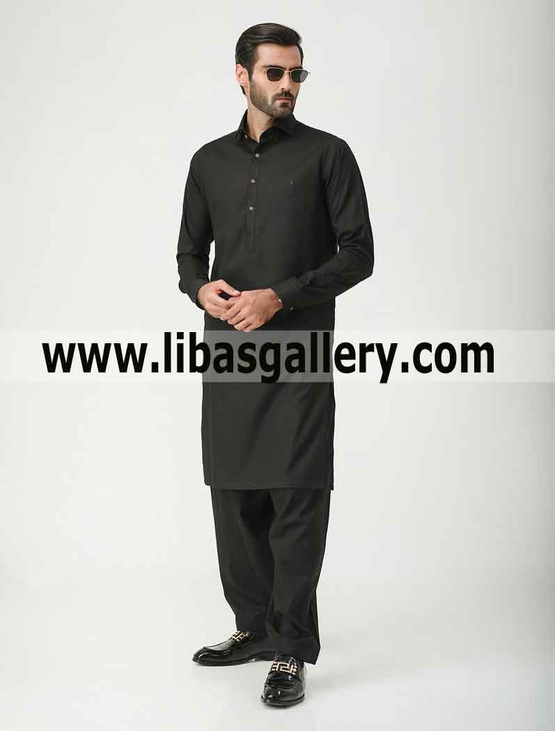 black kameez shalwar man first choice to look smart and unique among party people Dallas Texas USA