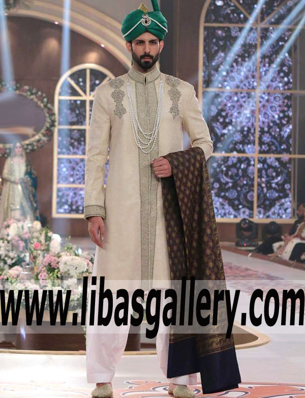 Full Groom package Sherwani with inner suit and pre tied turban plus khussa matching on customer demand available UK USA Canada Full Groom package Sherwani with inner suit and pre tied turban plus khussa matching on customer demand available UK USA Canada