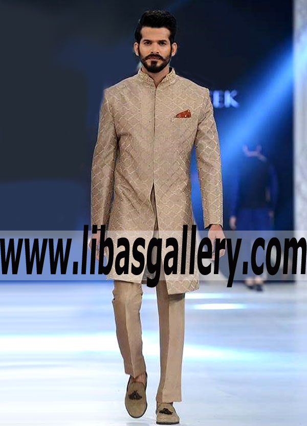 beige groom sherwani in raw silk custom length possible according to groom height and body structure buy jeddah riyadh saudi arabia beige groom sherwani in raw silk custom length possible according to groom height and body structure buy jeddah riyadh saudi arabia