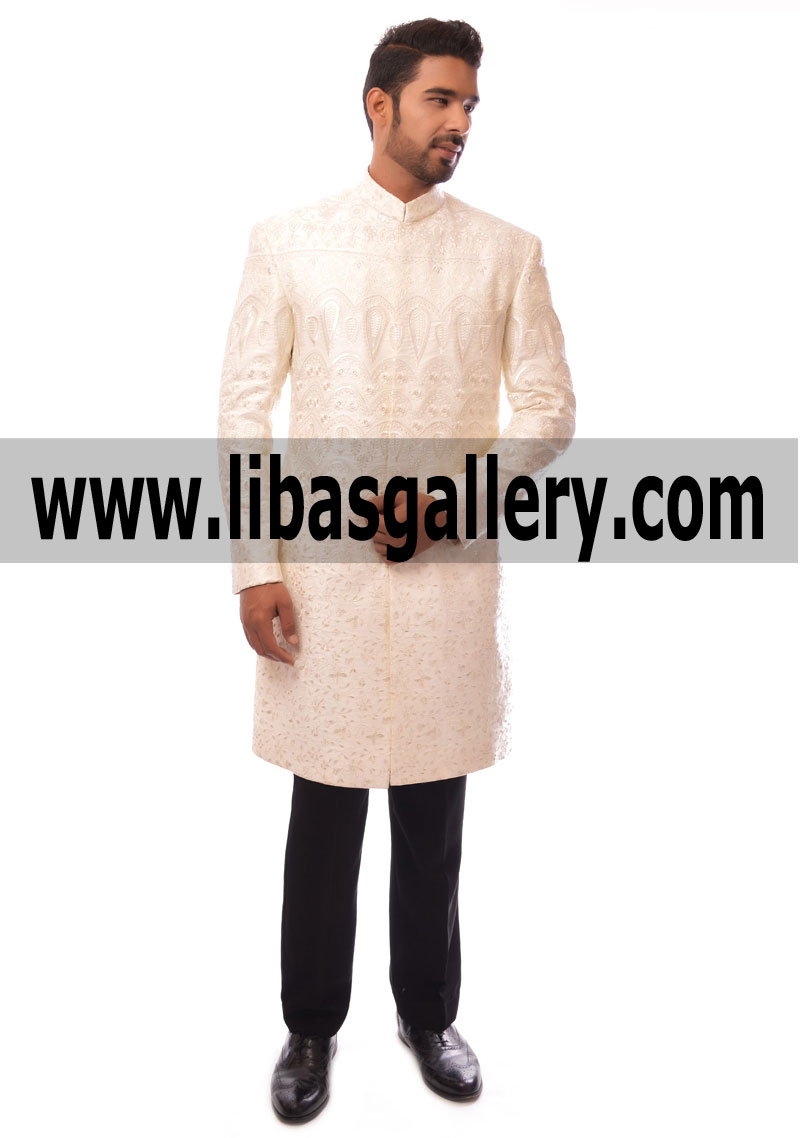 Grand Quality Jamawar Banarsi Raw Silk Suiting Fabric and Velvet Sherwani Collection by Designer Pakistan for Groom Dulha Nosha Jamai Raja Son in law Bro in law 2017
