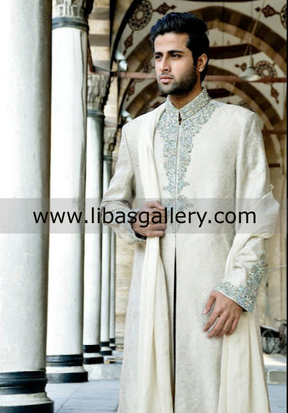 Mens Sherwani Designer Groom Embellished Sherwani Pakistan USA UK