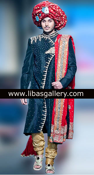 Angrakha Groom Wedding Sherwani for Barat Nikah Shop online UK USA Canada