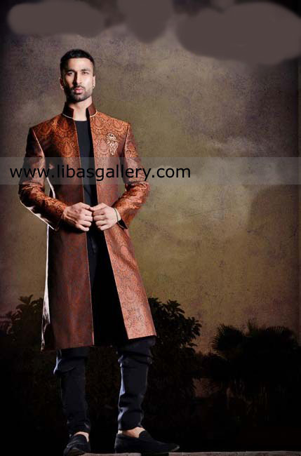 DArk shade straight long length wedding sherwani coat for groom shadi france germany sweden