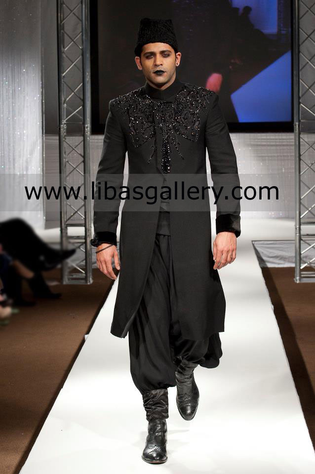 stylish shalwar patiala with black occasion sherwani work on upper portion leeds birmingham UK