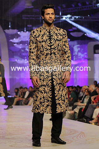 Fancy Embellished Wedding Sherwani Pantene Bridal Couture week HSY with kurta pajama for nikah UK USA Canada