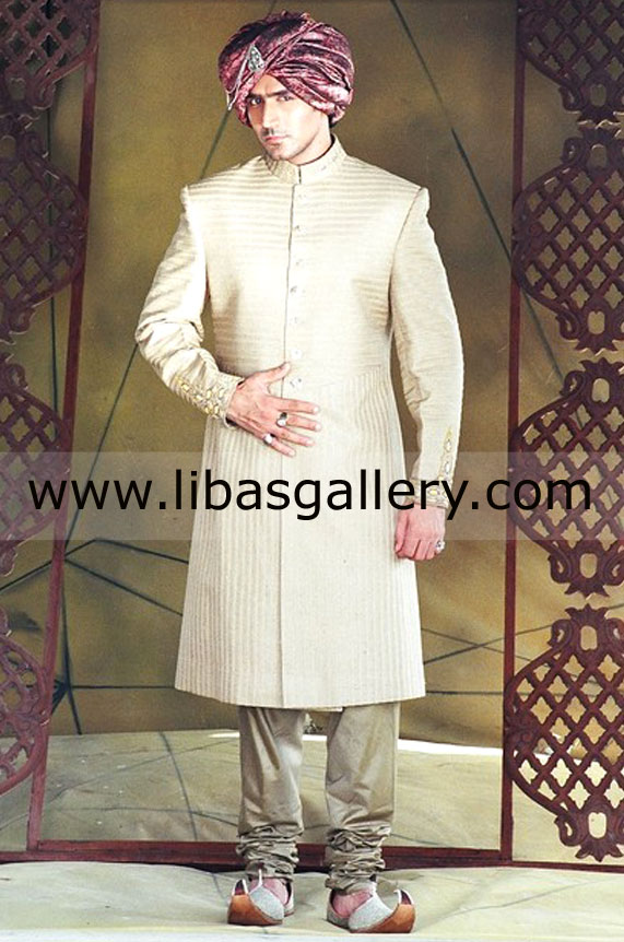 Mens Wedding Sherwani in Raw silk Velvet Jamawar Karandi Cotton Georgette custom made sherwani Detroit Michigan USA