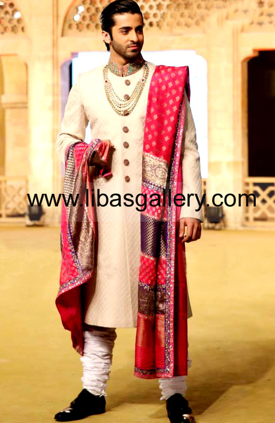 Sheheryar Munawar Siddiqui Actor Pakistan modeling for Groom Wedding Sherwani work on collar New York City San Francisco USA