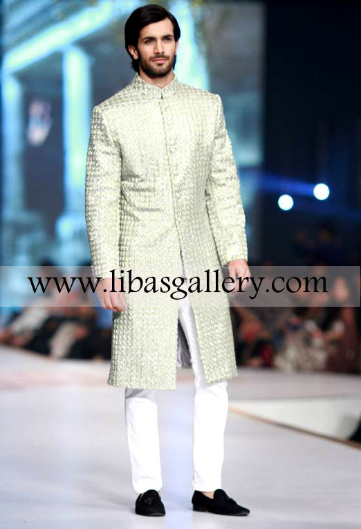 Buy PBCW 2014 Sherwani by Faraz Manan designer Sherwani Collection online Shop more in Faraz Manan Latest Collection Men`s Sherwani and Clothing London, Birmingham, Manchester, UK