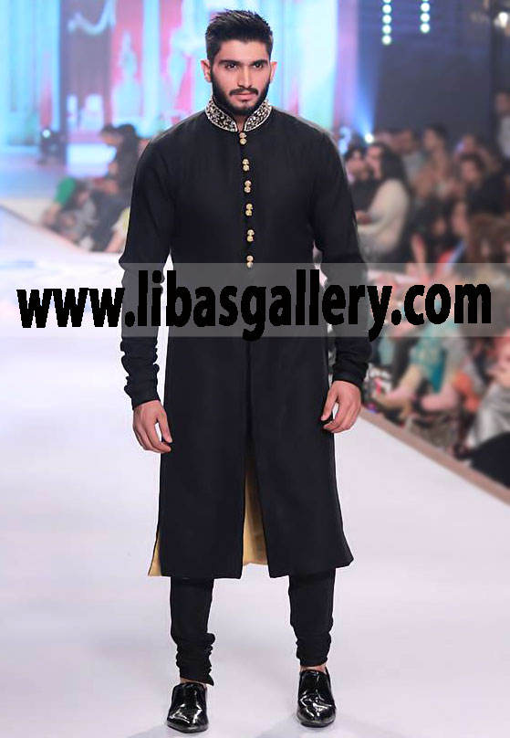 Designer Amir Adnan Bespoke Sherwani for Men | Amir Adnan Tailor Made Sherwani Suits | Amir Adnan Indo Western Sherwani Suits | Amir Adnan Wedding Sherwani Collection | Latest Pakistani Designer Sherwanis | Amir Adnan Custom Made Sherwani for Groom and Sh
