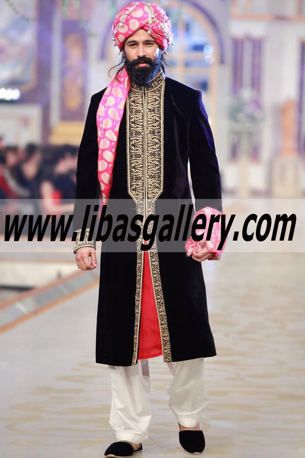 Humayun Alamgir Menswear Wedding Sherwani Suits | Sherwani for Men | Indo Western Sherwani for Groom | Embroidered Sherwani Designs 2014| Made-to-Measure Sherwani | Personalized Sherwani for Wedding Reception