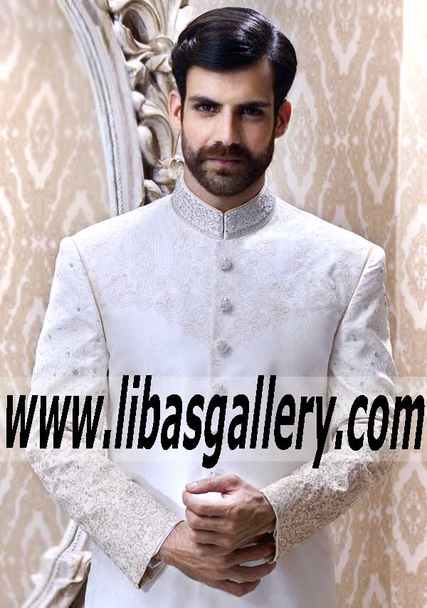 Latest Embroidered Sherwanis By Pakistani Designer Amir Adnan,Cheap and Best Sherwani Online Collection Seattle Washington USA