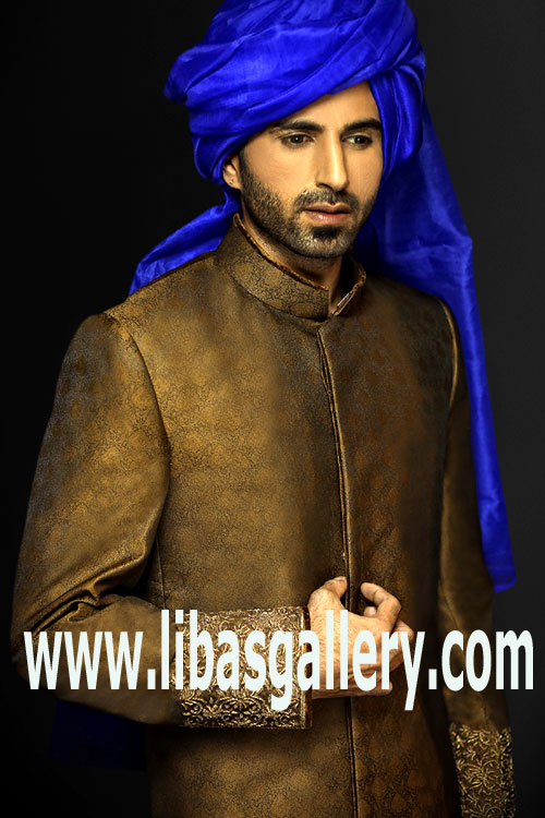 Stunning Bridegroom Sherwani Suits in pure Raw Silk Stunning Bridegroom Sherwani Suit UK Ziggi Menswear Sherwani Groom Sherwani Stunning Bridegroom 2015 2016