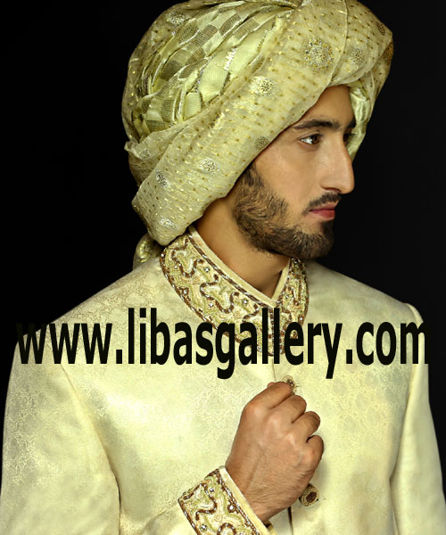 polite nature groom buy cream sherwani to match article with their personality add pre tied turban on additional price Delaware New Hampshire USA