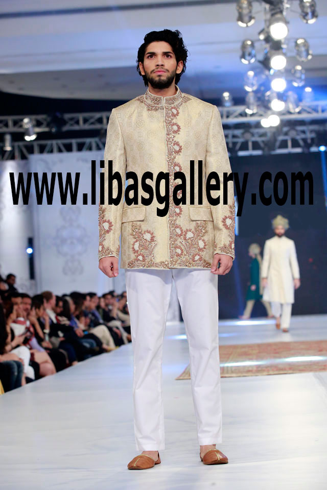 designer Elan Groom prince coat Suit embellishment on front collar arms UK USA Canada Australia New zealand