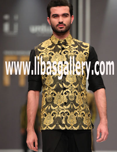 Silk embroidered waistcoat (vector style) with short cotton silk kurta and A.I Tulip pants for men UK,USA,Canada,Australia,Saudi Arabia