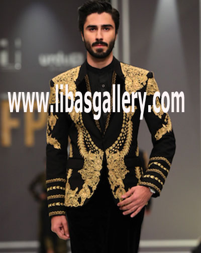 Merino Wool & Silk blended suit with gold embroidered accents in new innovative 3D techniques for Groom in Wedding UK,USA,Canada,Switzerland,New Zealand Merino Wool & Silk blended suit with gold embroidered accents in new innovative 3D techniques for Groom in Wedding UK,USA,Canada,Switzerland,New Zealand