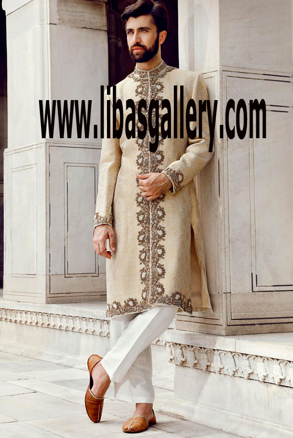 Best Choice for your loved one Groom Dulha Nosha BeSpoke Sherwani 2017 in Light Color with Exclusive work o front UK,USA,Canada,Australia,Dubai,Saudi Arabia Best Choice for your loved one Groom Dulha Nosha BeSpoke Sherwani 2017 in Light Color with Exclusive work o front UK,USA,Canada,Australia,Dubai,Saudi Arabia