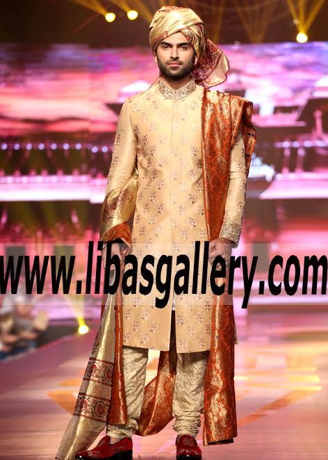 Sherwani kingdom Collection Complete Set for new Groom Dulha Nosha your loved ones Son in law Brother in law Sherwani with churidar with pre tied Turban Pagri Safa Men