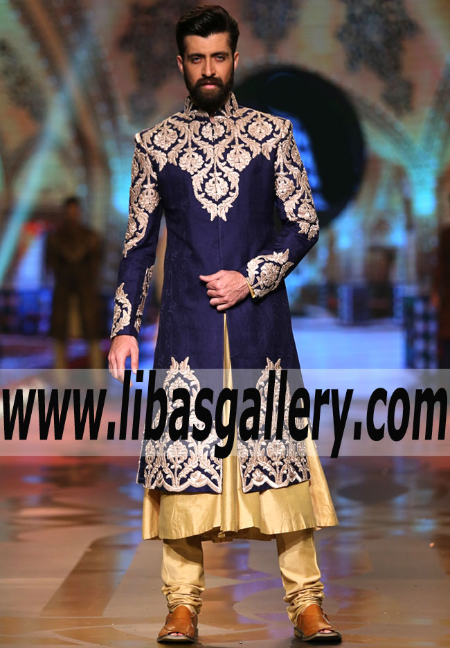 Boss type navy blue jamawar groom sherwani enjoy summer season wedding new cuts sherwani Atlanta Miami USA Boss type navy blue jamawar groom sherwani enjoy summer season wedding new cuts sherwani Atlanta Miami USA