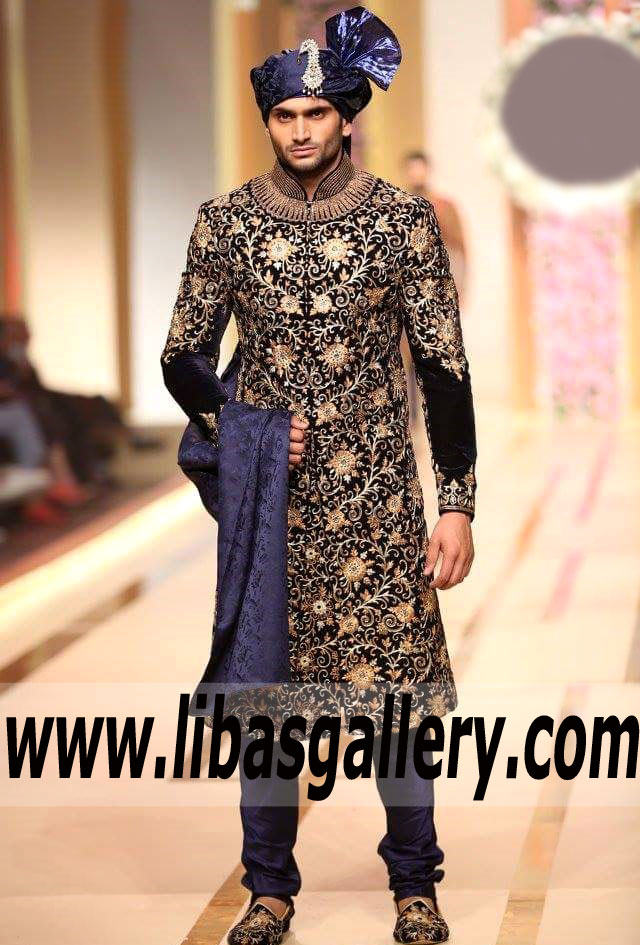 luxury velvet embellished groom nikah barat sherwani heavy embellished for your nikah barat special day norway france qatar