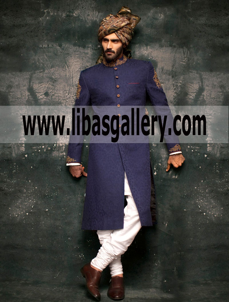 royal blue sherwani for groom