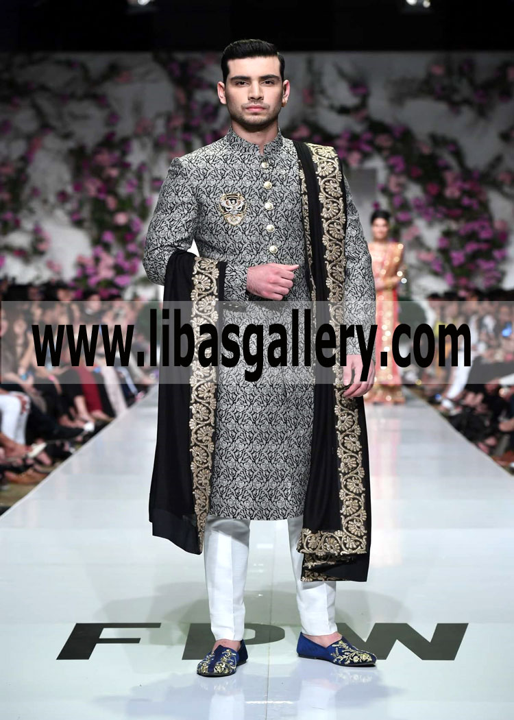 Buy Daring Black Wedding Sherwani For Groom 2019 Fancy Buttons