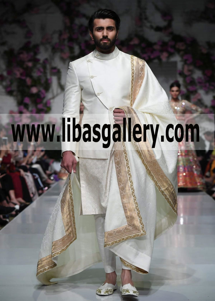White Plain Angrakha Style prince coat Short length sherwani 2019 indo western style sherwani groom dulha Washington USA