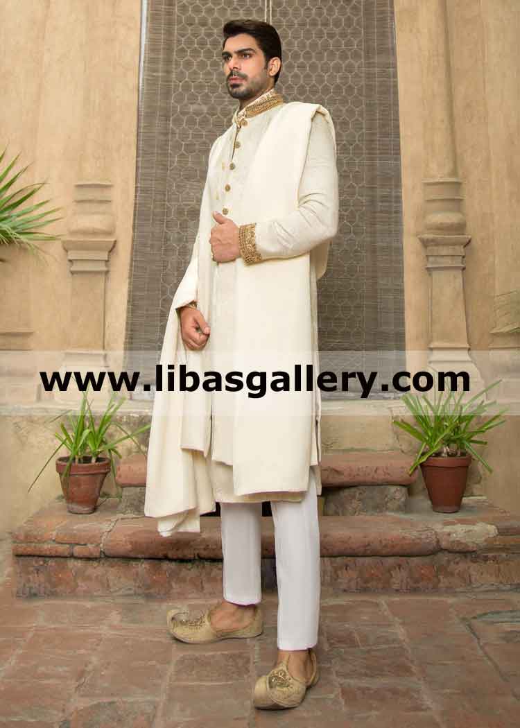 Fall in love Groom off white jamawar wedding sherwani for nikah barat Muslim Wear sherwani Cape town Pretoria South Africa Fall in love Groom off white jamawar wedding sherwani for nikah barat Muslim Wear sherwani Cape town Pretoria South Africa