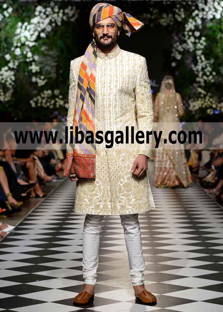 Best seller Pakistani light shade wedding sherwani full embellished with kora dabka sequence stones thread UK USA Canada Best seller Pakistani light shade wedding sherwani full embellished with kora dabka sequence stones thread UK USA Canada