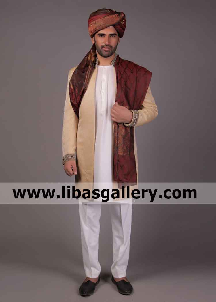 Desert Sand light shade Self jamawar groom nikah rukhsati achkan sherwani short length embroidered Dhaka Chittagong Sylhet Khulna Bngladesh Desert Sand light shade Self jamawar groom nikah rukhsati achkan sherwani short length embroidered Dhaka Chittagong Sylhet Khulna Bngladesh