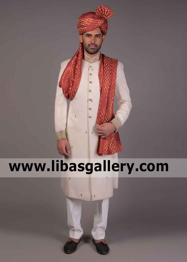 New pictures of Groom Wedding Sherwani 2020 with turban for Nikah Barat get matching khussa custom size Sugarland California USA New pictures of Groom Wedding Sherwani 2020 with turban for Nikah Barat get matching khussa custom size Sugarland California USA