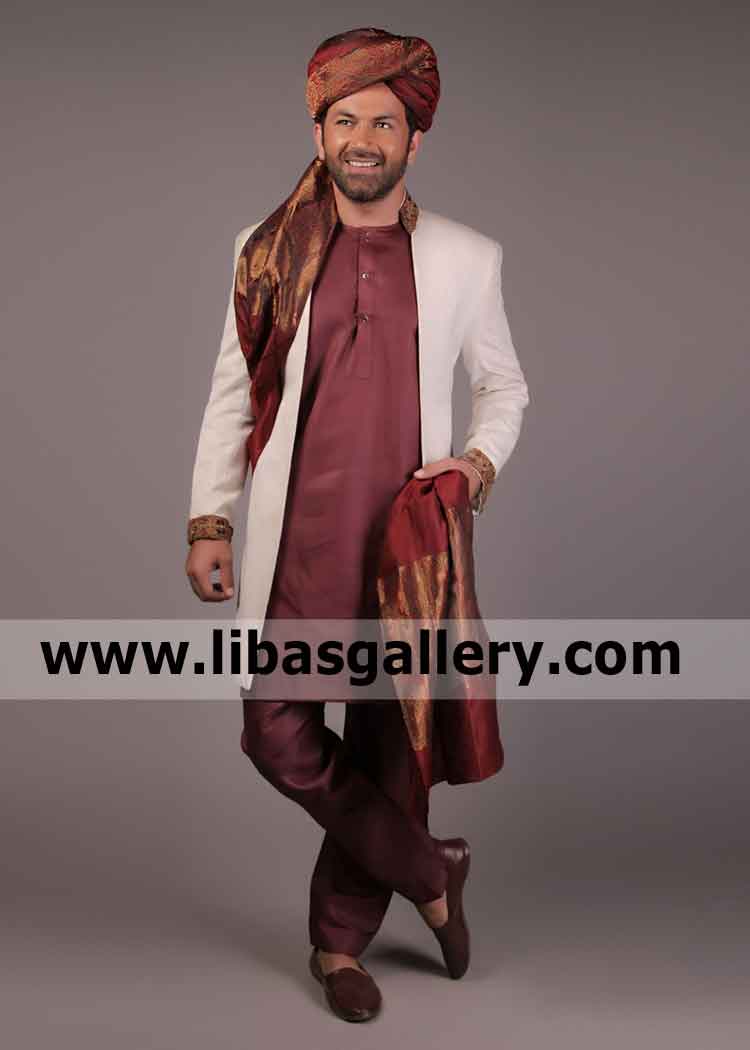 Raw silk Finest Quality Groom Nikah Shadi Sherwani 2020 turban inner suit can be include in package Toronto Montreal Canada Raw silk Finest Quality Groom Nikah Shadi Sherwani 2020 turban inner suit can be include in package Toronto Montreal Canada