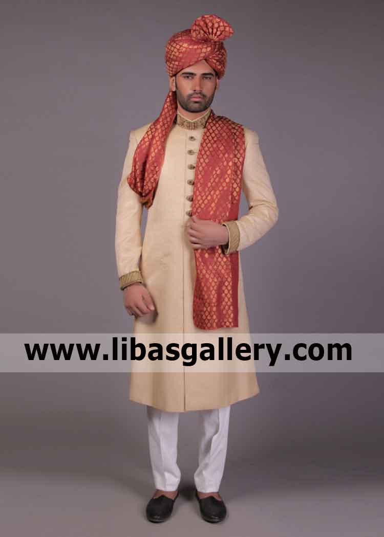 Desert Sand Self jamawar hand work latest wedding jacket 2020 for groom shop online dor step delivery UK USA Canada Australia New Zealand Desert Sand Self jamawar hand work latest wedding jacket 2020 for groom shop online dor step delivery UK USA Canada Australia New Zealand