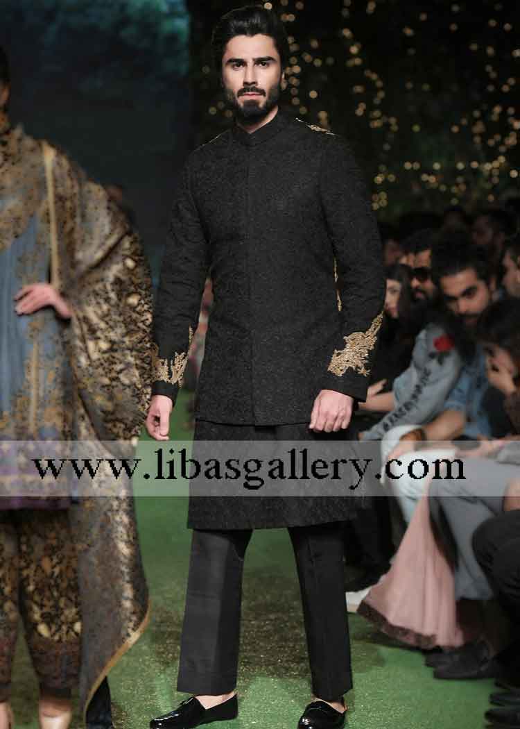 black wedding sherwani