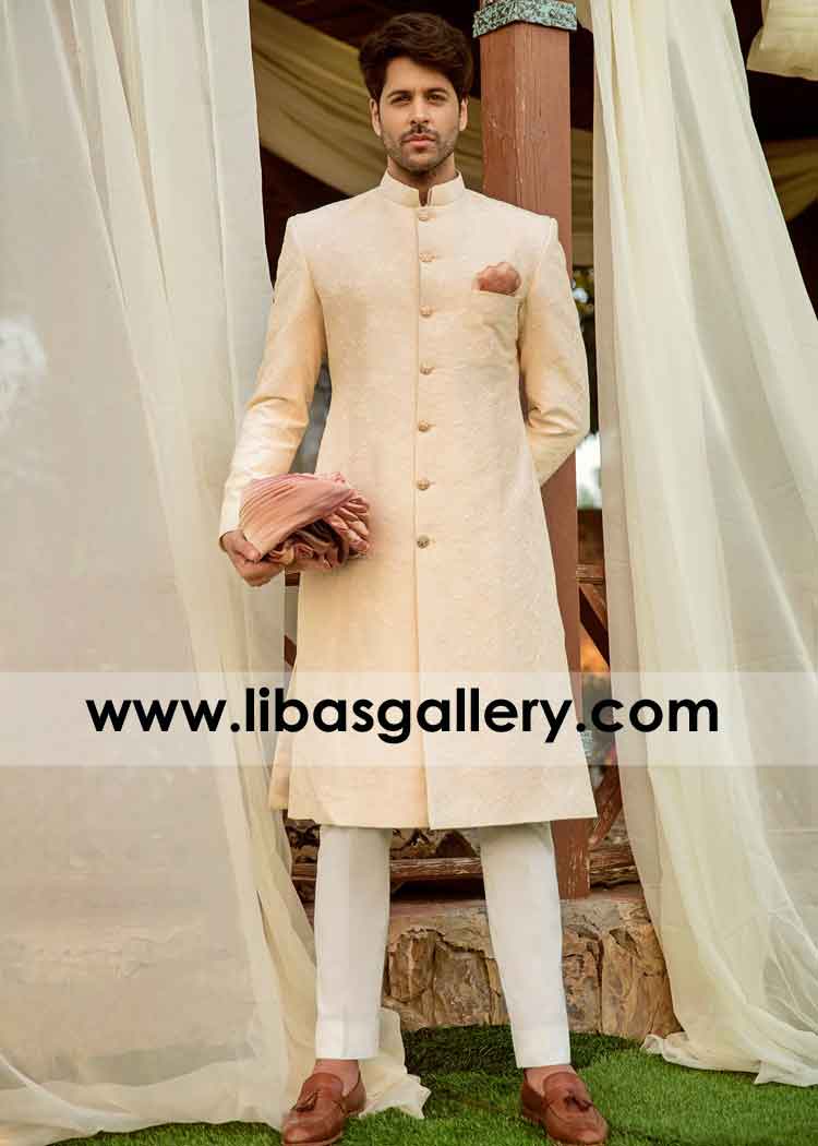 Fawn Wedding Jacket long length for gents who likes to wear sherwani with churidar pajama Nevada Alabama USA Fawn Wedding Jacket long length for gents who likes to wear sherwani with churidar pajama Nevada Alabama USA