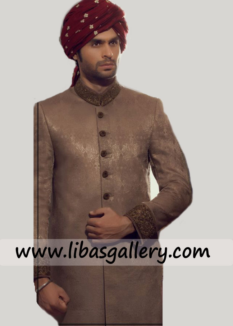 mother`s son looking at his pretty bride in jamawar wedding sherwani nikah barat day antique work on collar cuff glasgow manchester UK mother`s son looking at his pretty bride in jamawar wedding sherwani nikah barat day antique work on collar cuff glasgow manchester UK