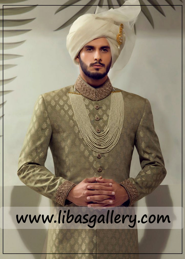 bride and groom designer wear