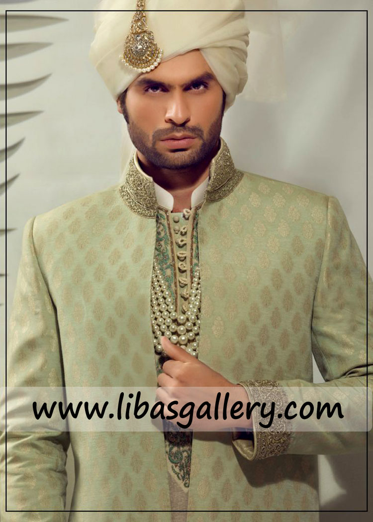 Beautiful Jamawar Groom Wedding Sherwani stay blessed on nikah barat day turban khussa also available UK USA Dubai Beautiful Jamawar Groom Wedding Sherwani stay blessed on nikah barat day turban khussa also available UK USA Dubai