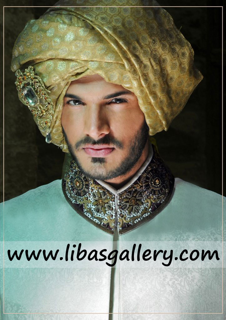 bandhgala style beautiful groom wedding sherwani beautiful hand embellishment on collar taiwan malaysia norway